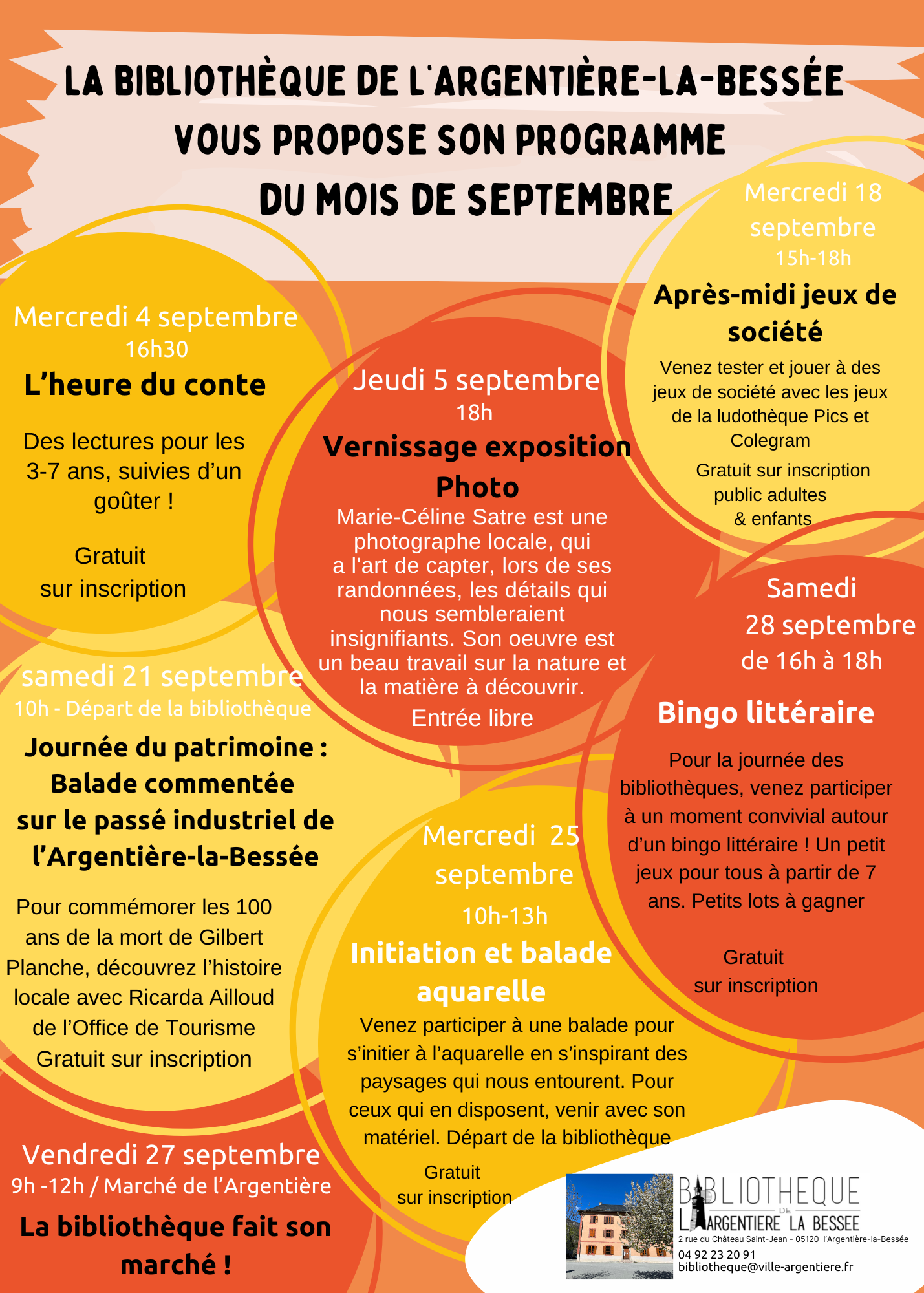 Bibliothèque municipale - Programme du mois de septembre 2024