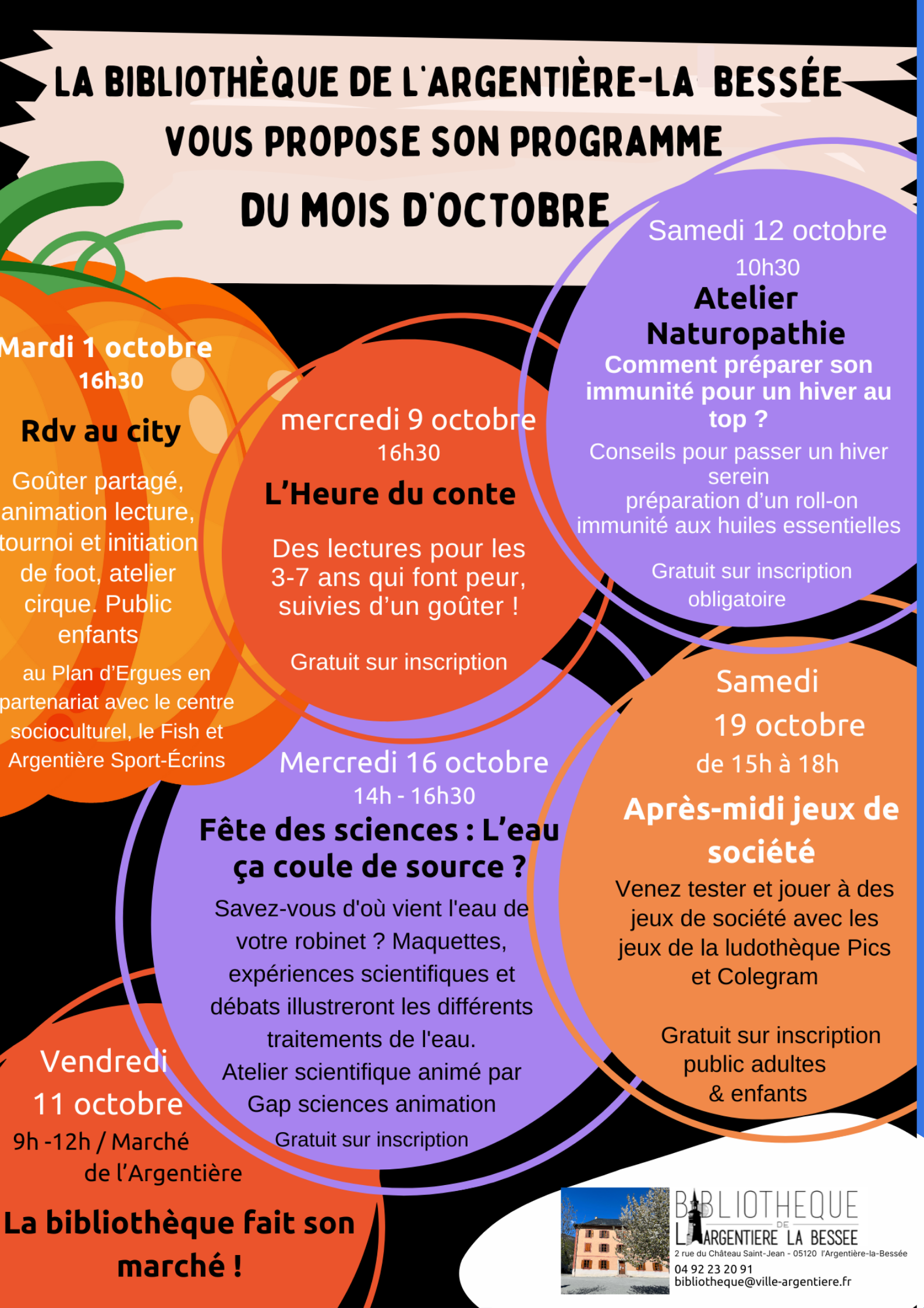 BIBLIOTHÈQUE MUNICIPALE - Programme du mois d'octobre 2024