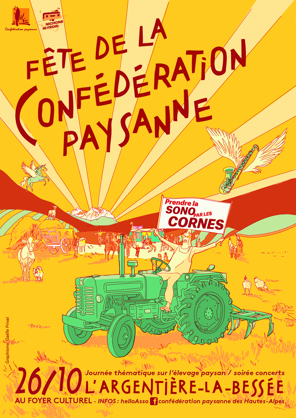 Fête de la Confédération paysanne des Hautes-Alpes et repas paysan et concerts avec l'association Nichons ni froid