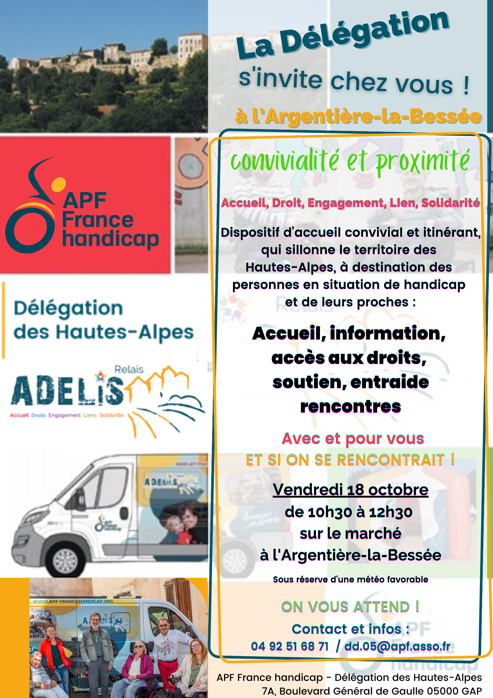 ADELIS vous conseille sur le marché vendredi 18 octobre (accueil, droits, engagement, liens, solidarité)