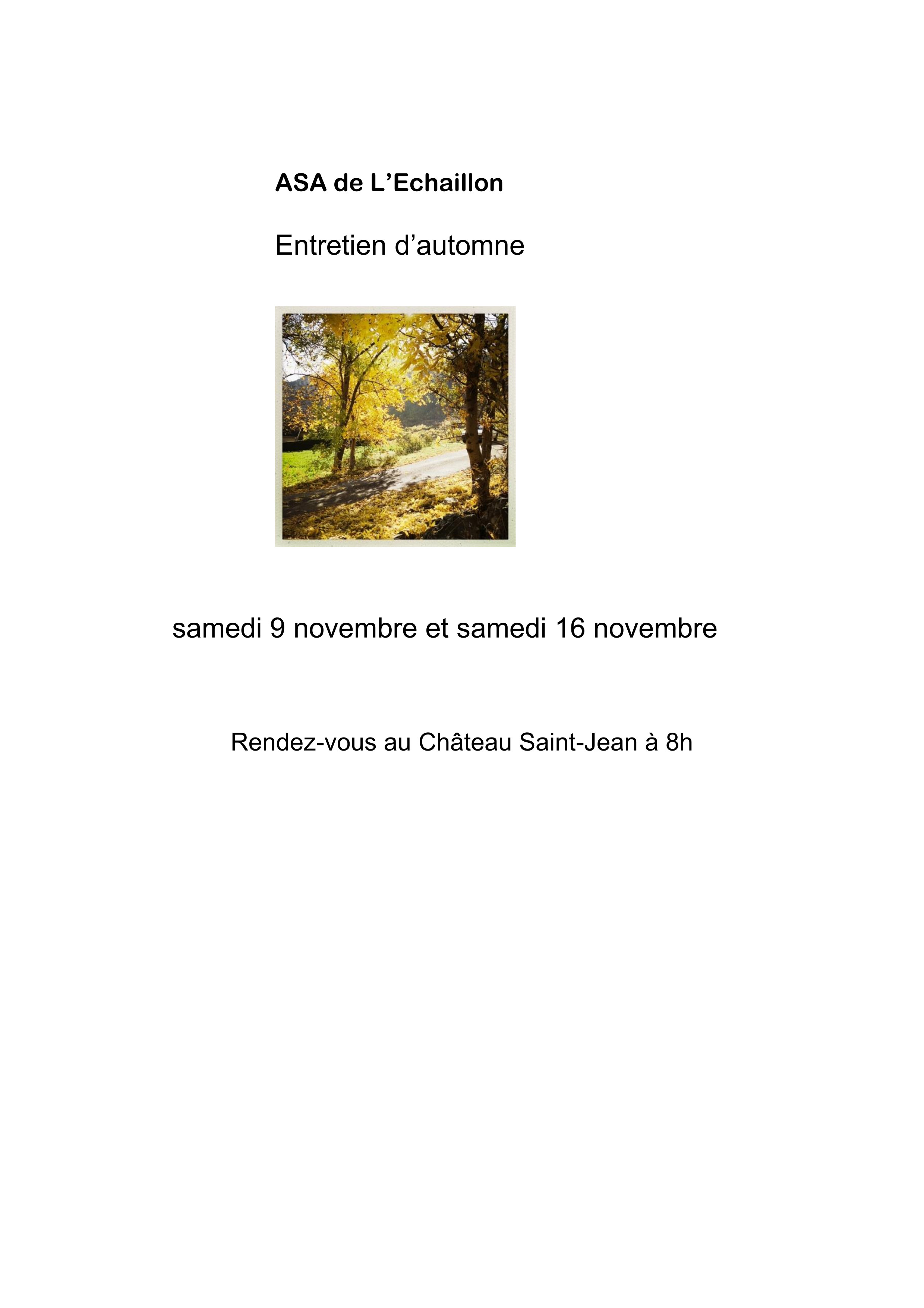 Journées entretien d'automne