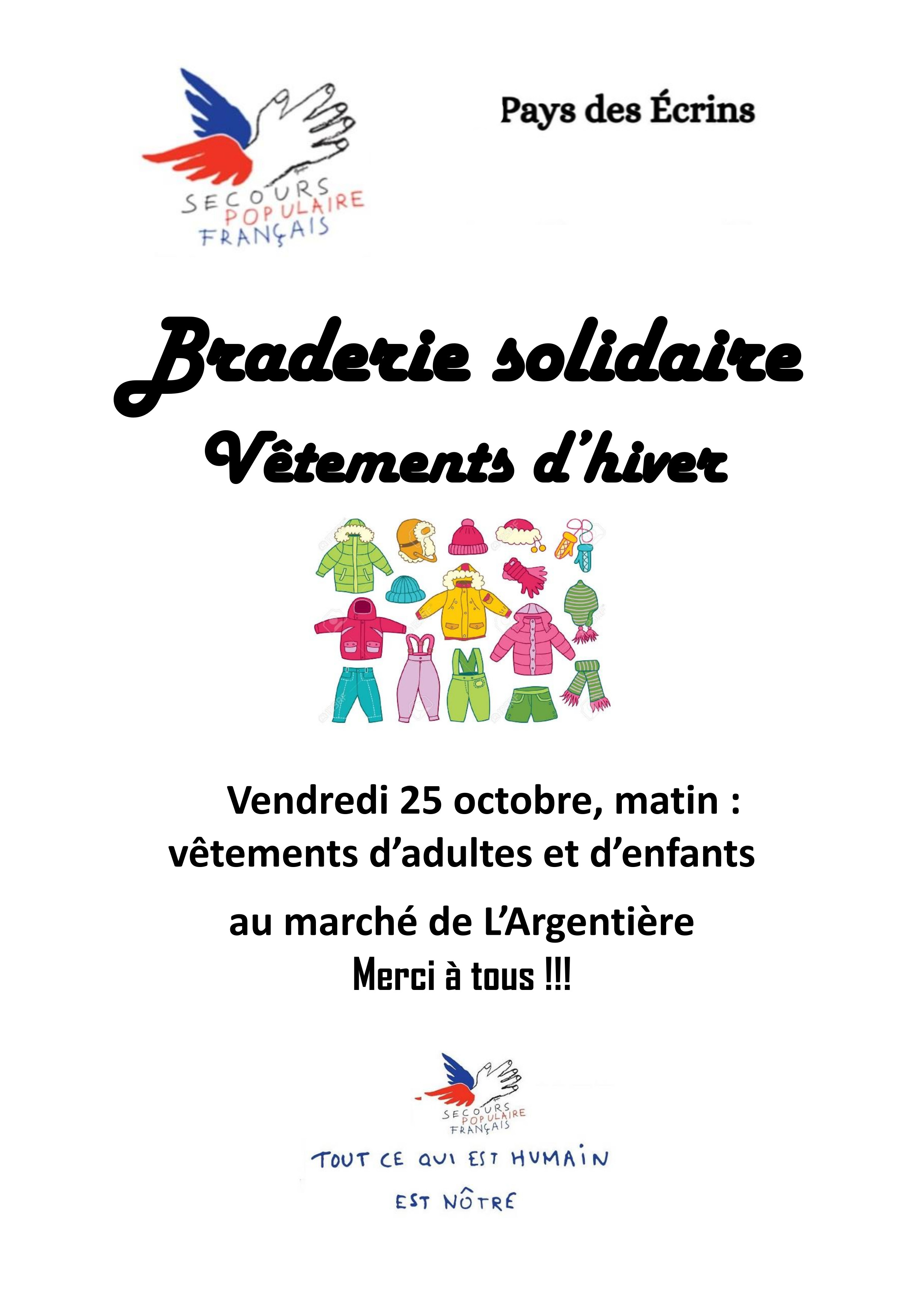 Braderie du secours populaire le 25 octobre