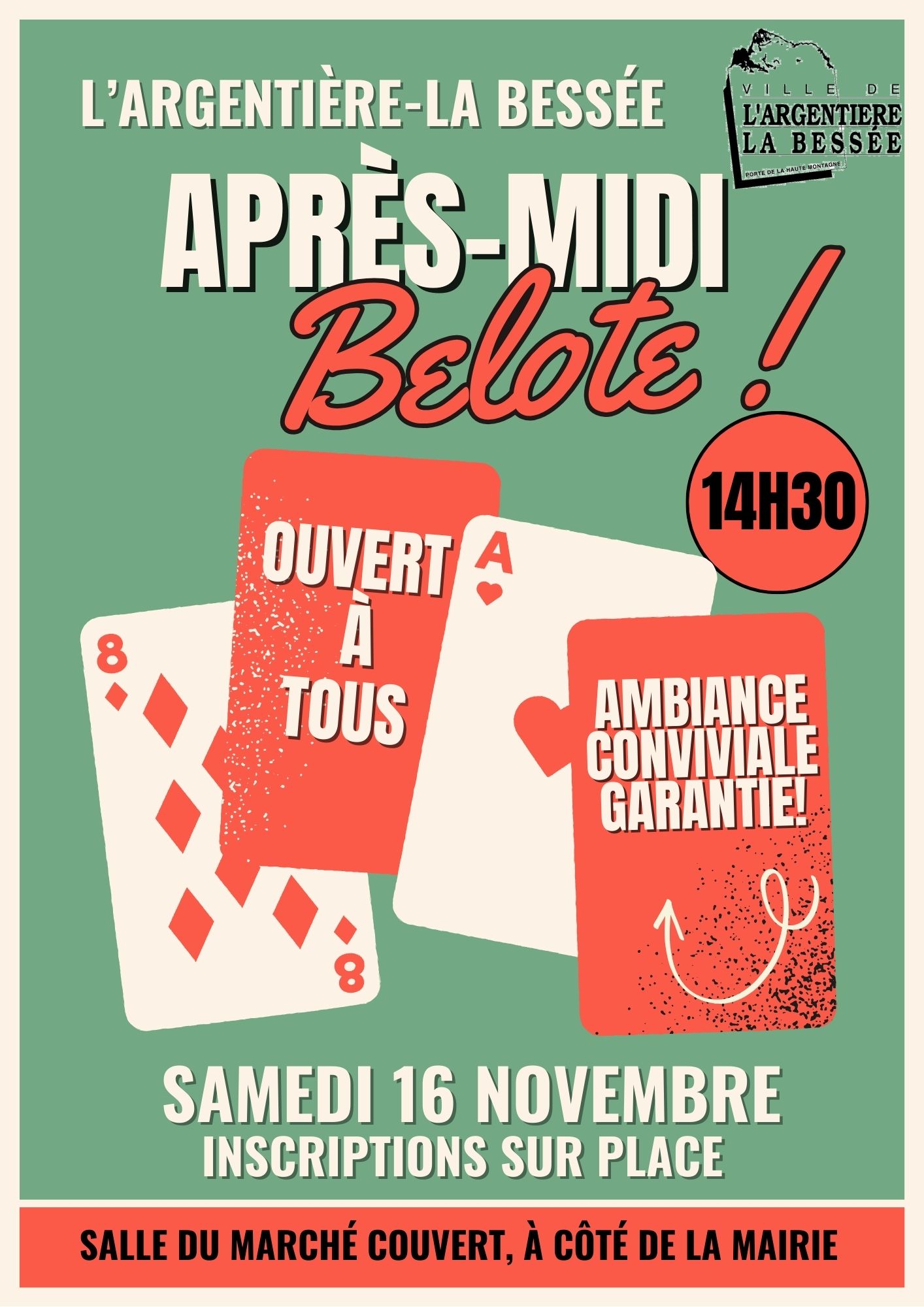 Après-midi Belote au marché couvert le samedi 16 novembre