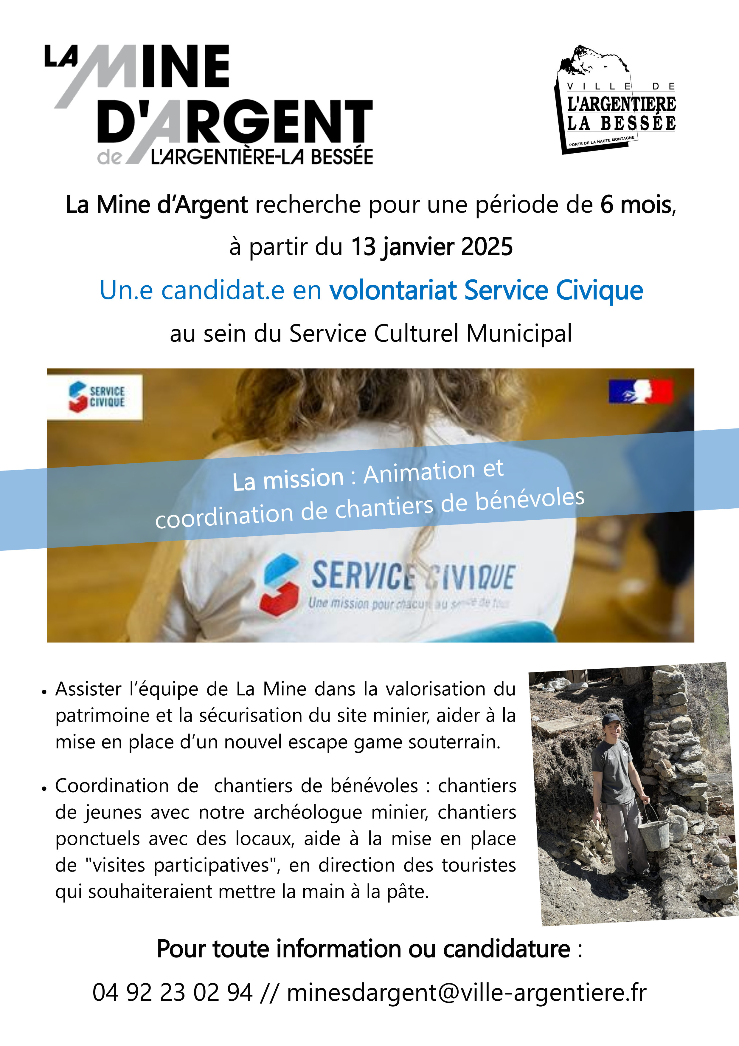 La Mine d'Argent recherche candidat(e) pour un service civique de 6 mois