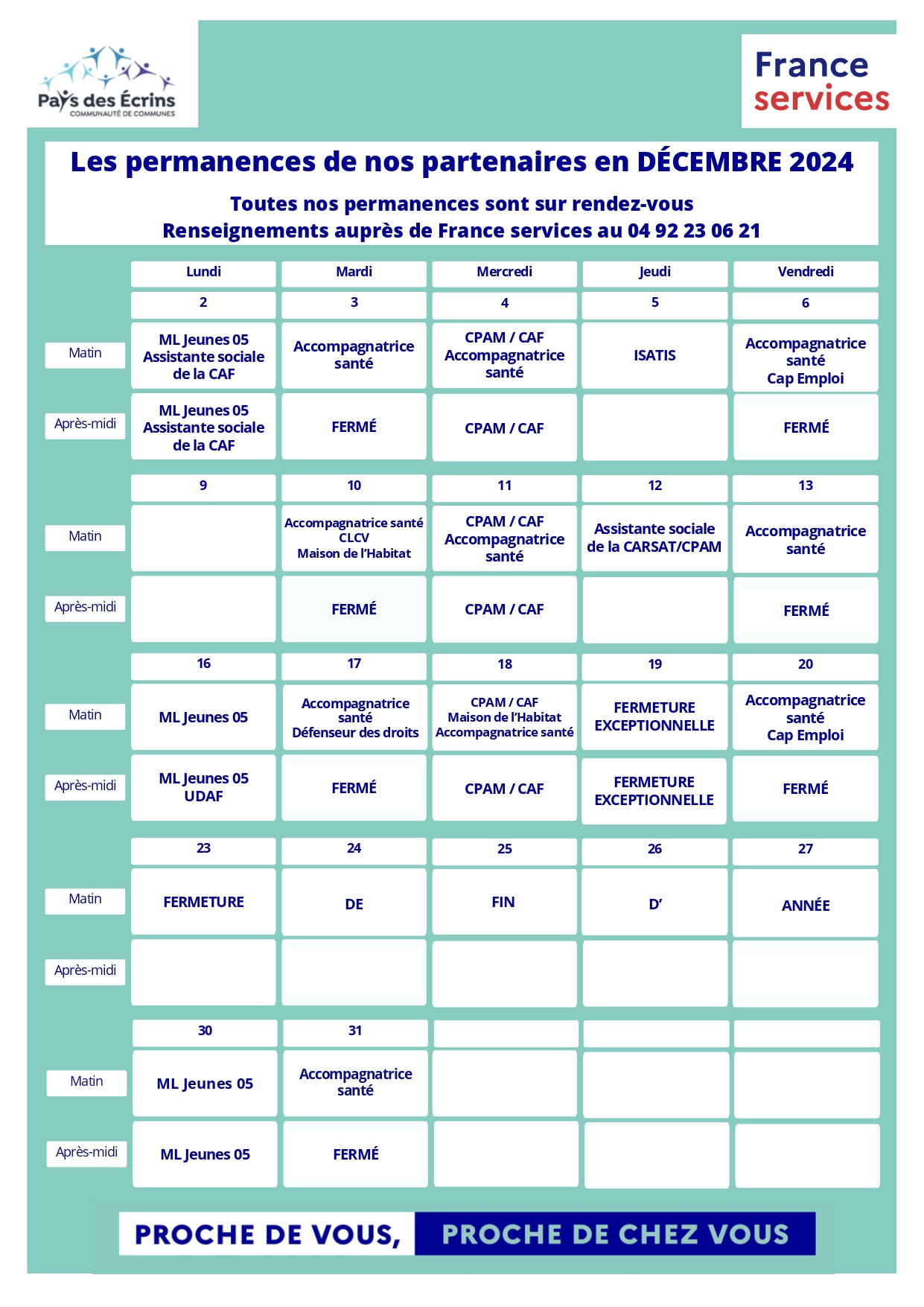 Planning permanences France services - Décembre 2024