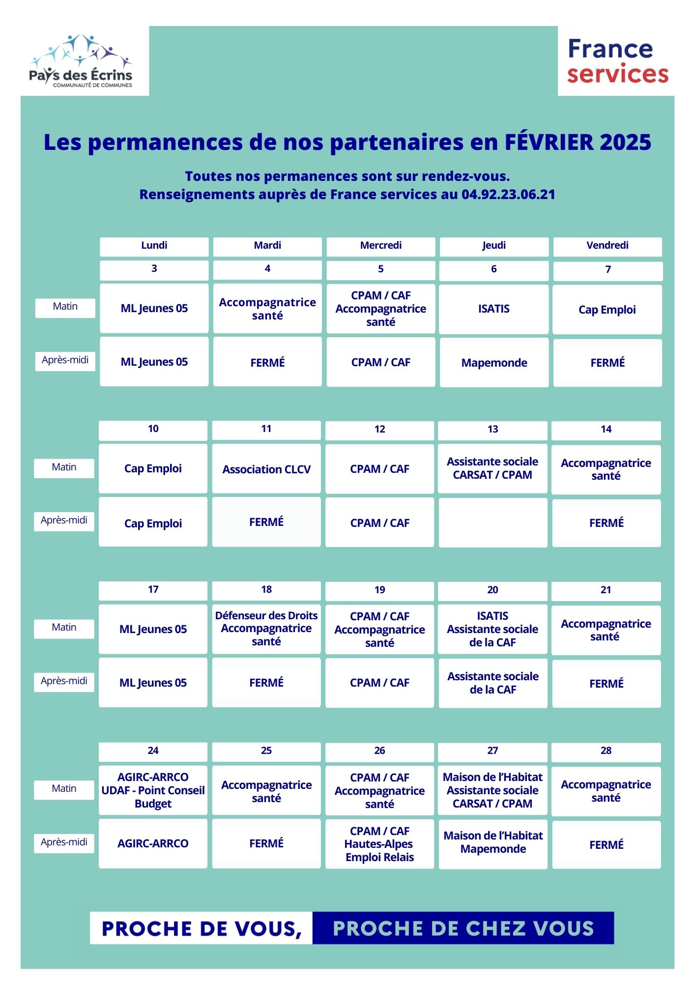 Planning permanences France services - février 2025