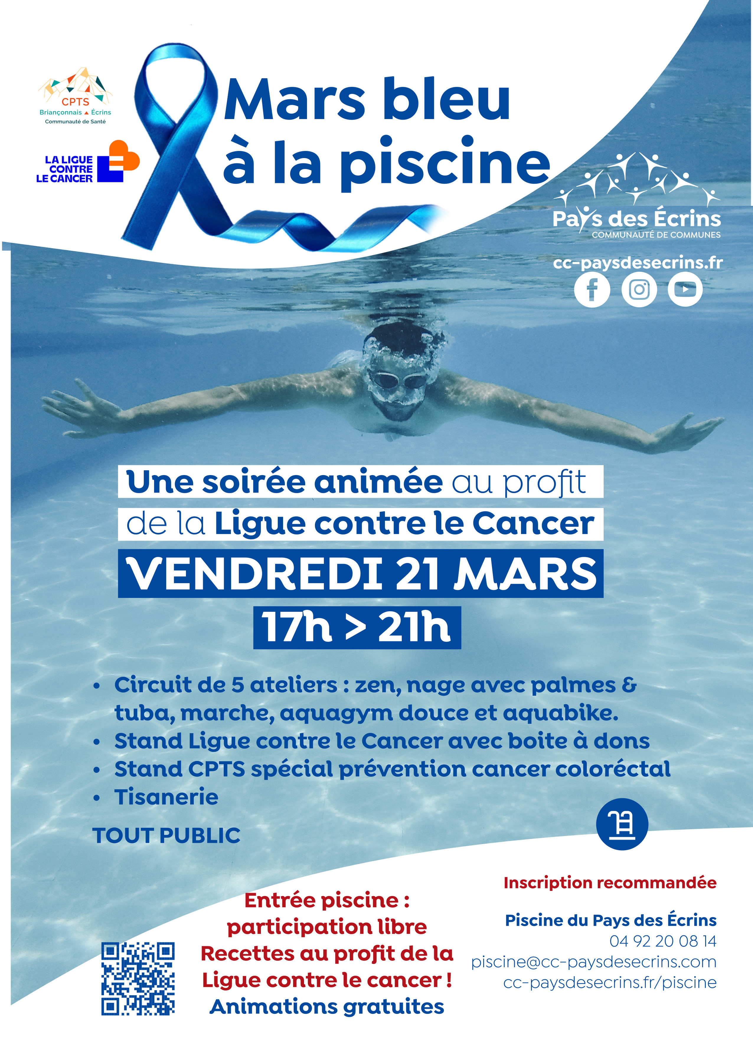 Mars Bleu à la piscine - vendredi 21 mars