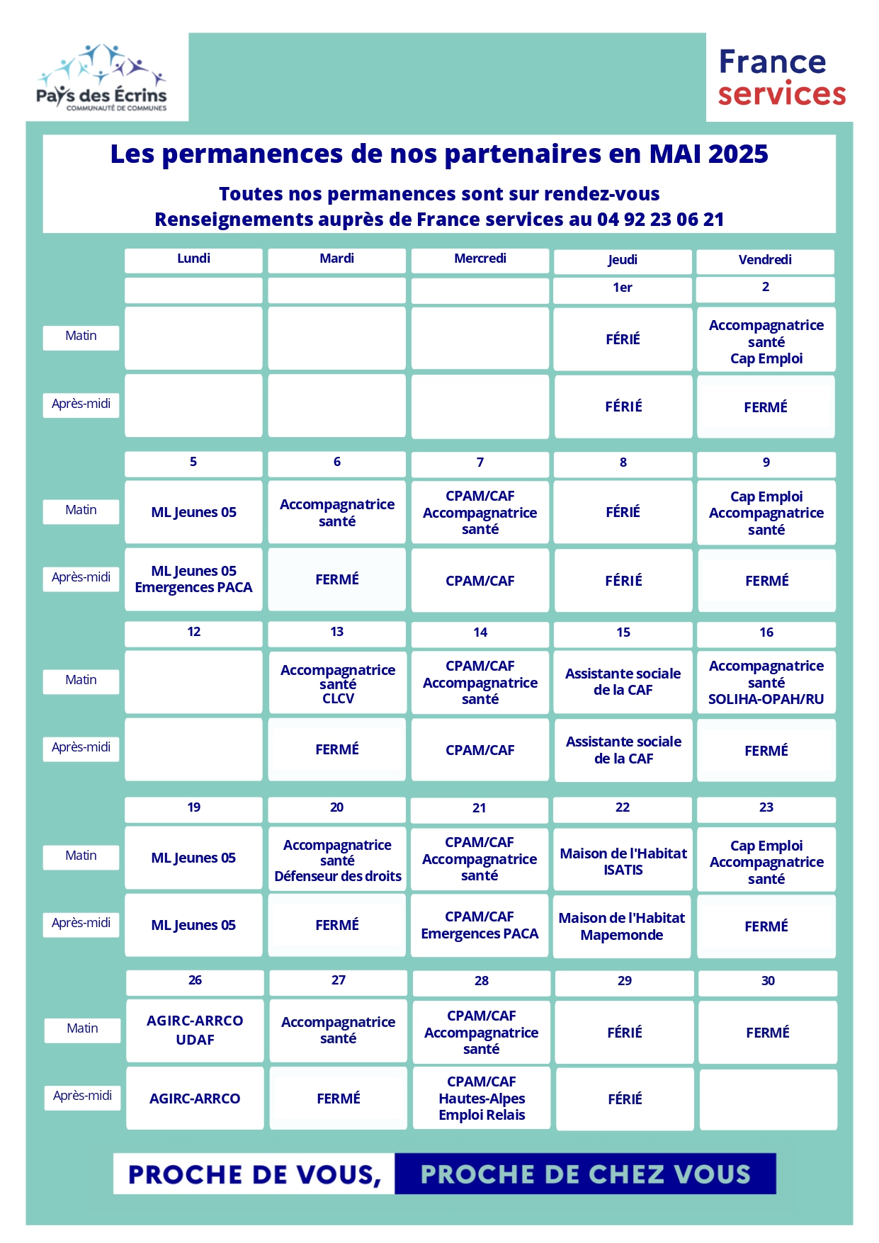 Planning permanences France services - mai 2025