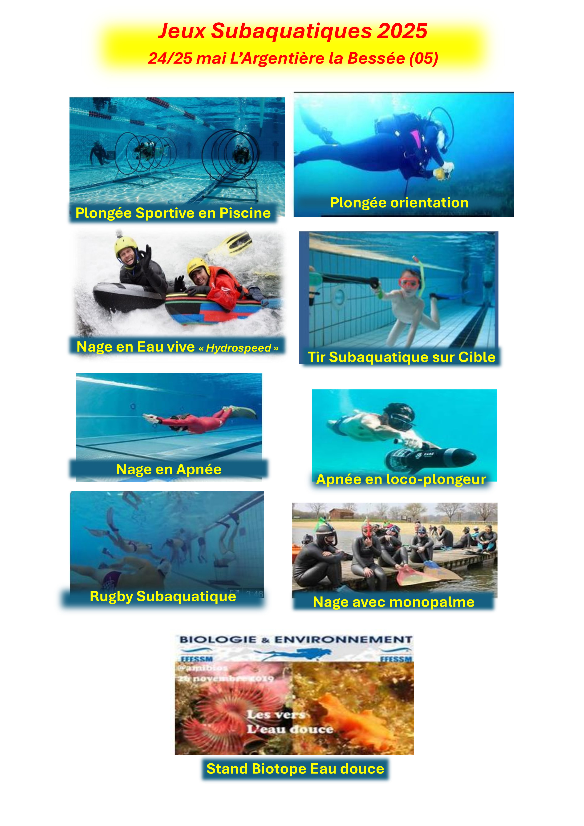 Jeux subaquatiques les 24 et 25 mai à la piscine.