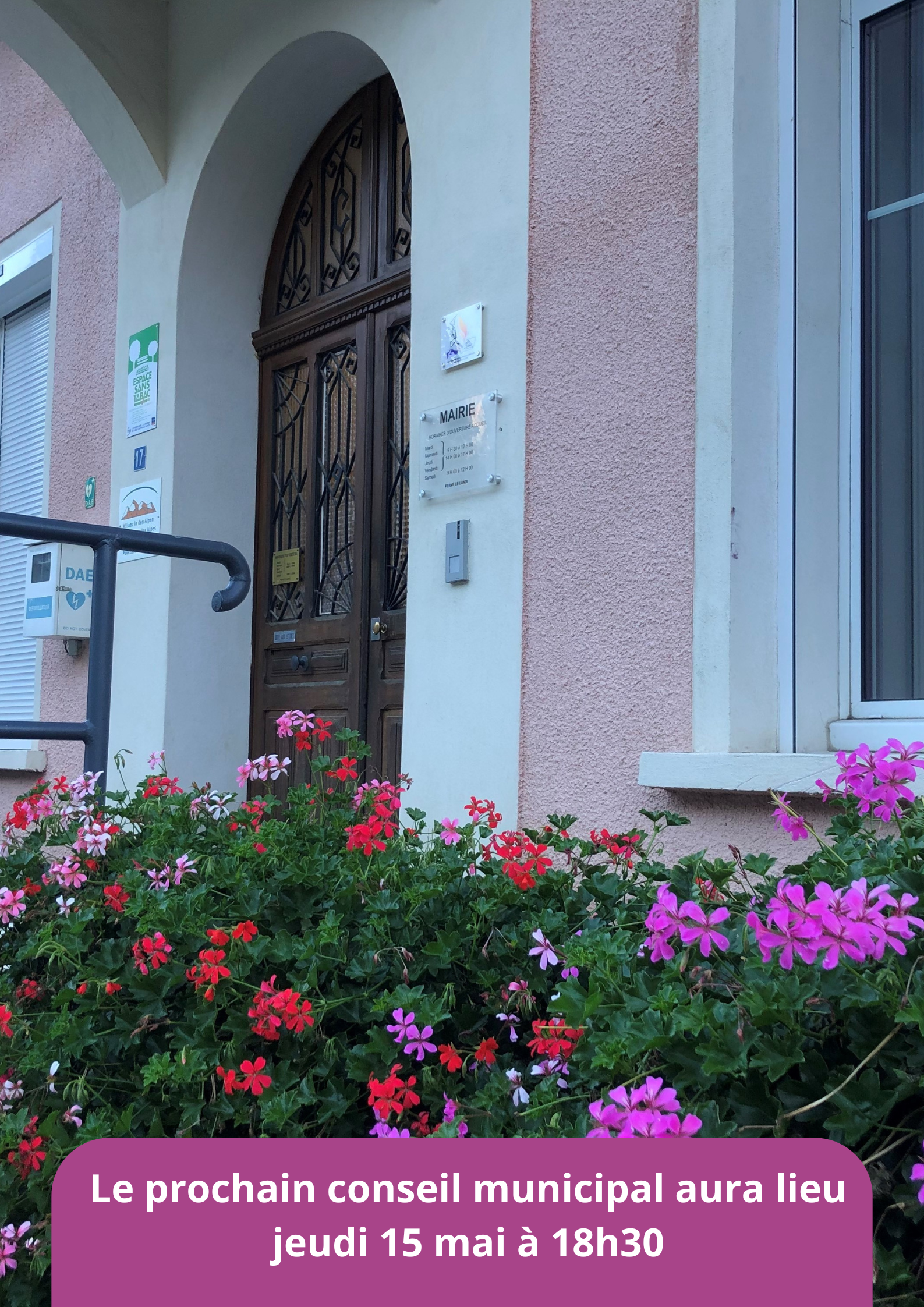 Conseil municipal - jeudi 15 mai à 18h30