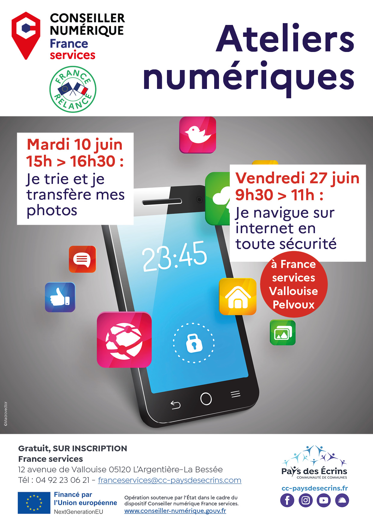 Ateliers numériques de l'Espace France services - 10 et 27 juin