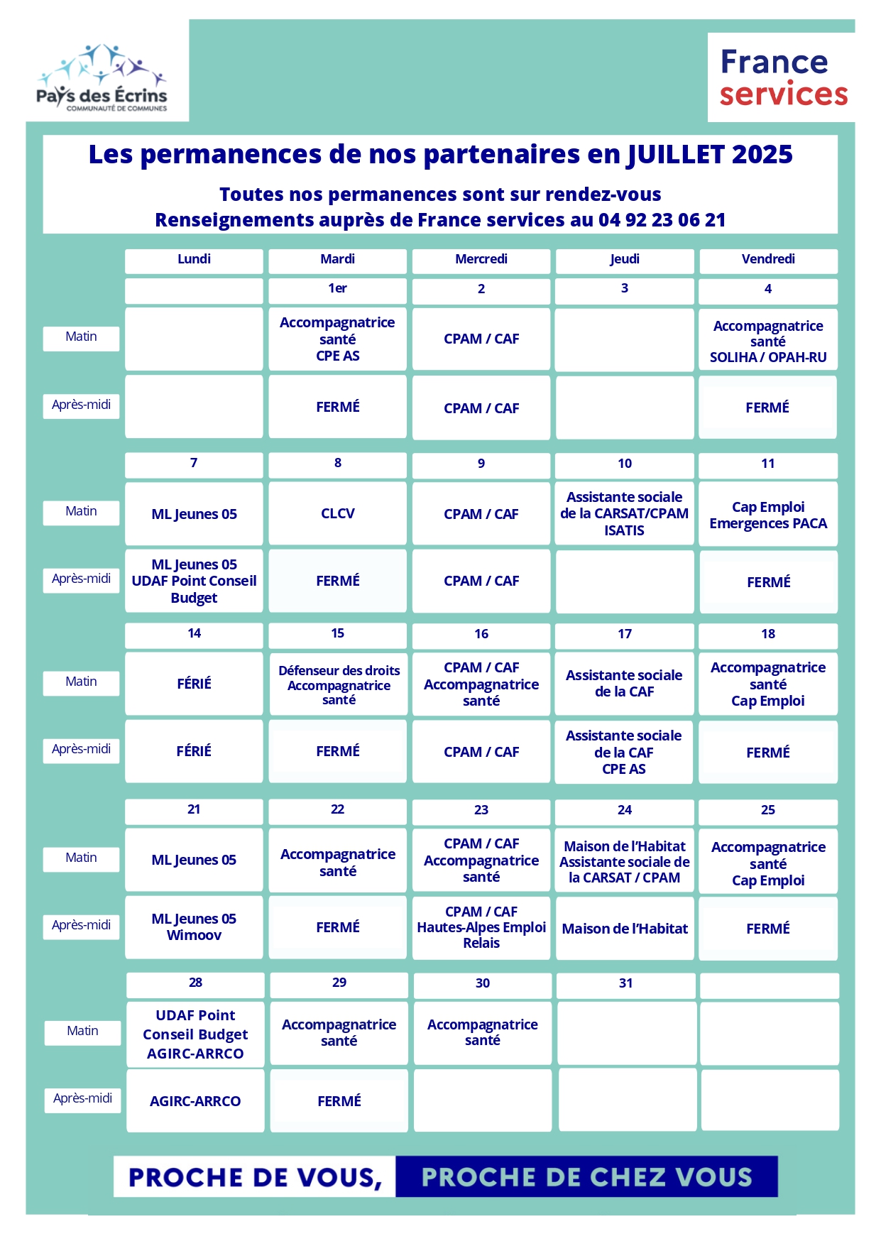 Planning permanences France services - juillet 2025