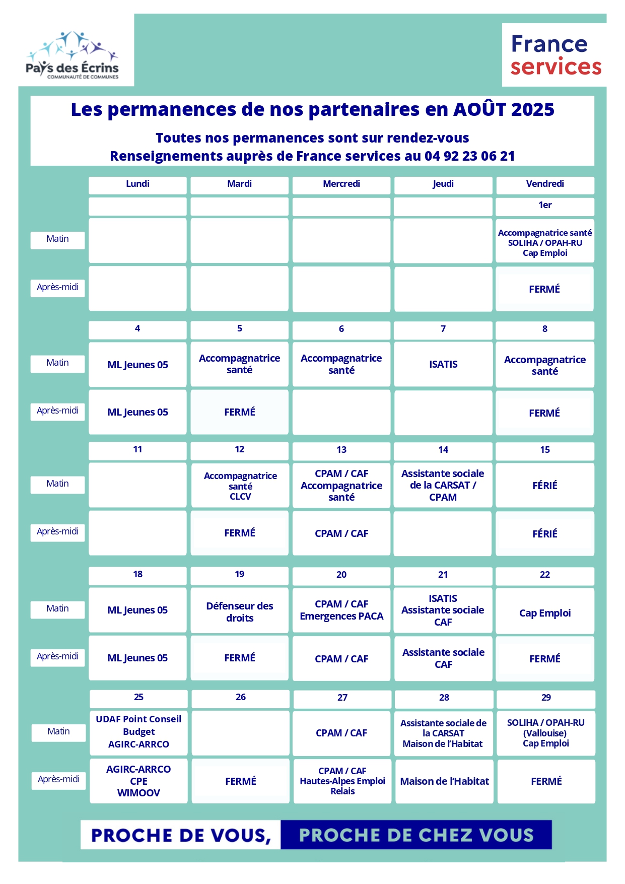 Planning permanences France services - août 2025