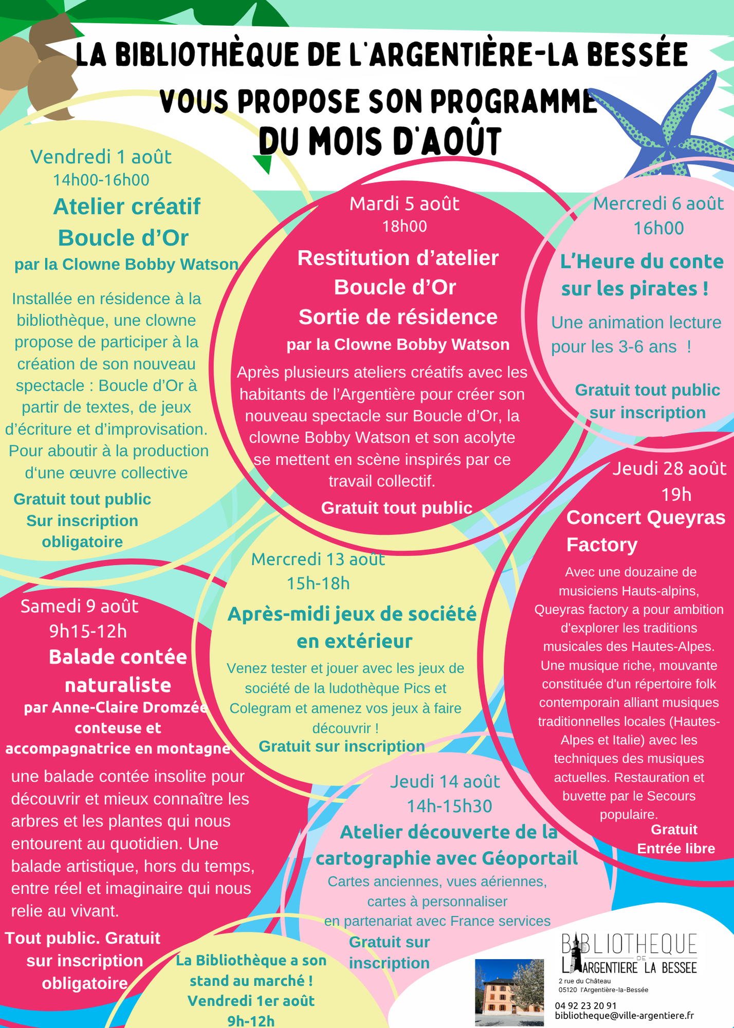 Programme des animations du mois d'août à la bibliothèque