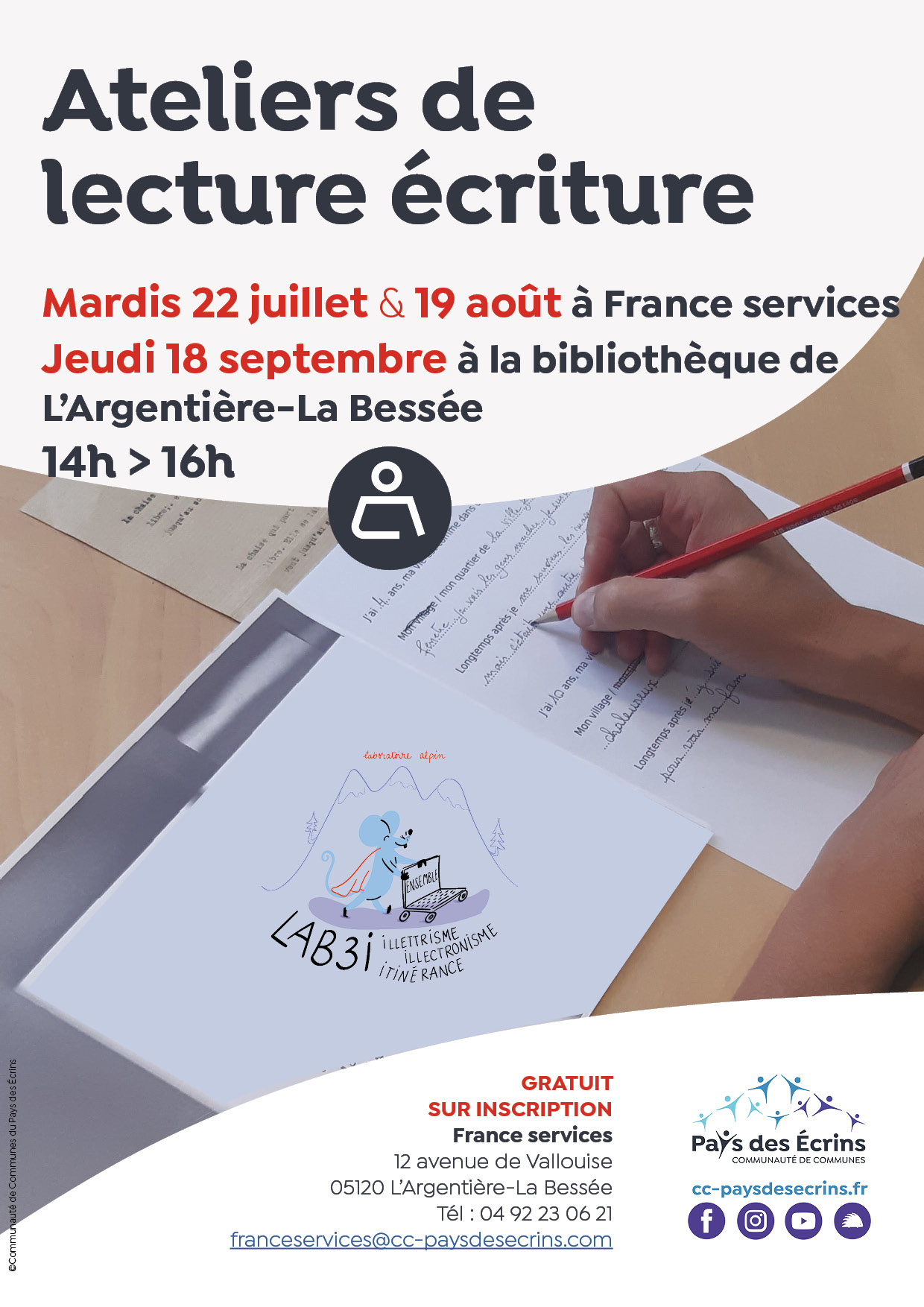 Ateliers de lecture écriture de l'Espace France Services - 18 septembre
