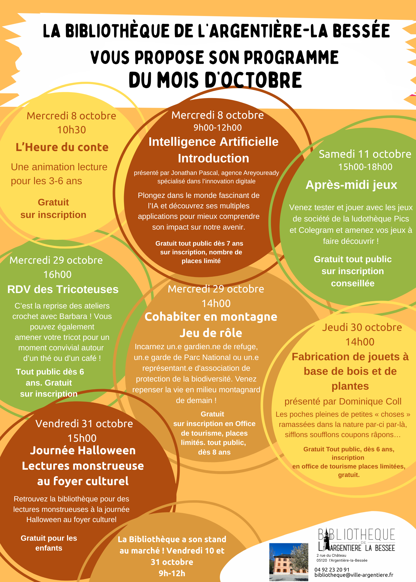 Programme des animations du mois d'octobre à la bibliothèque
