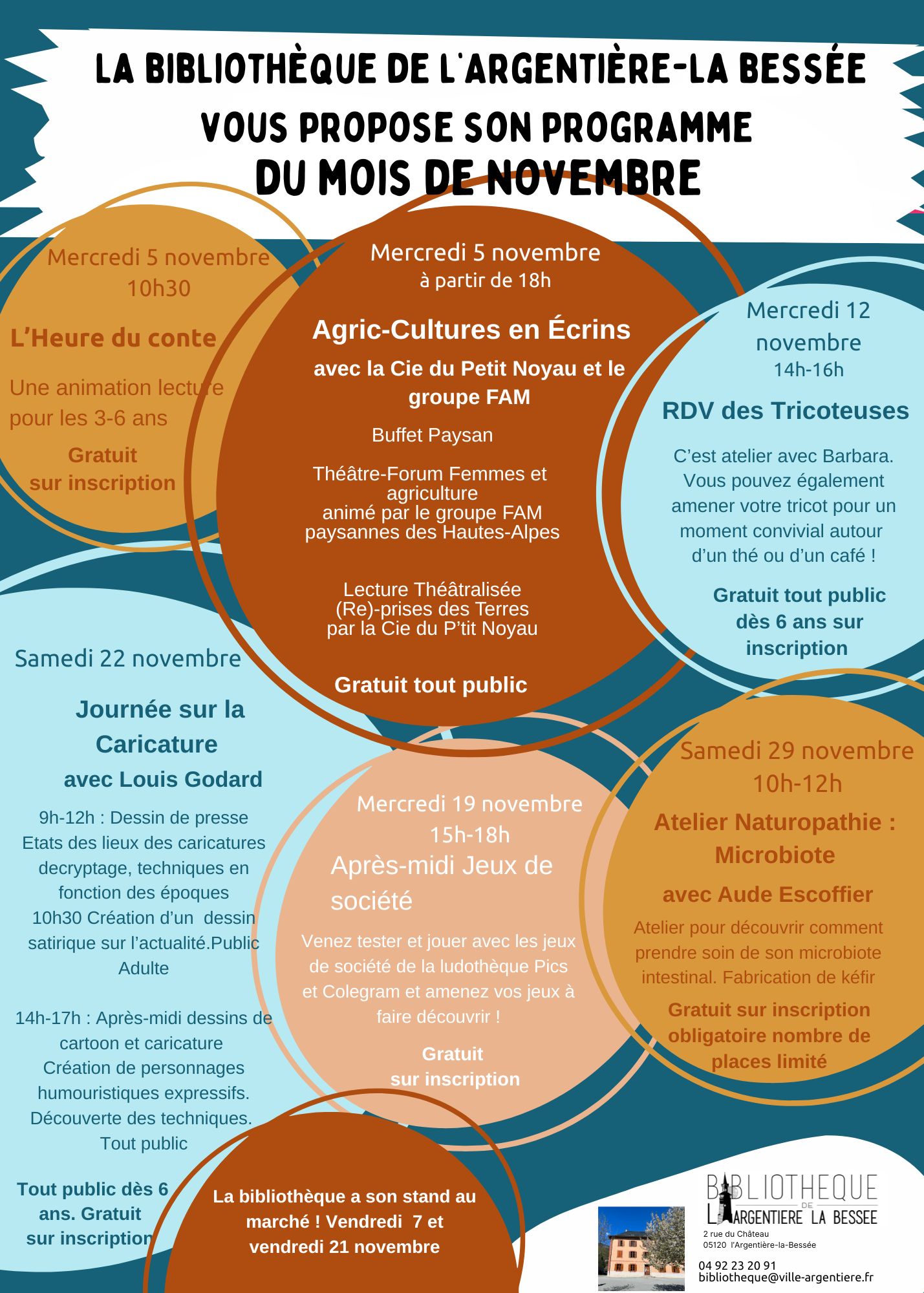 Programme des animations du mois de novembre à la bibliothèque