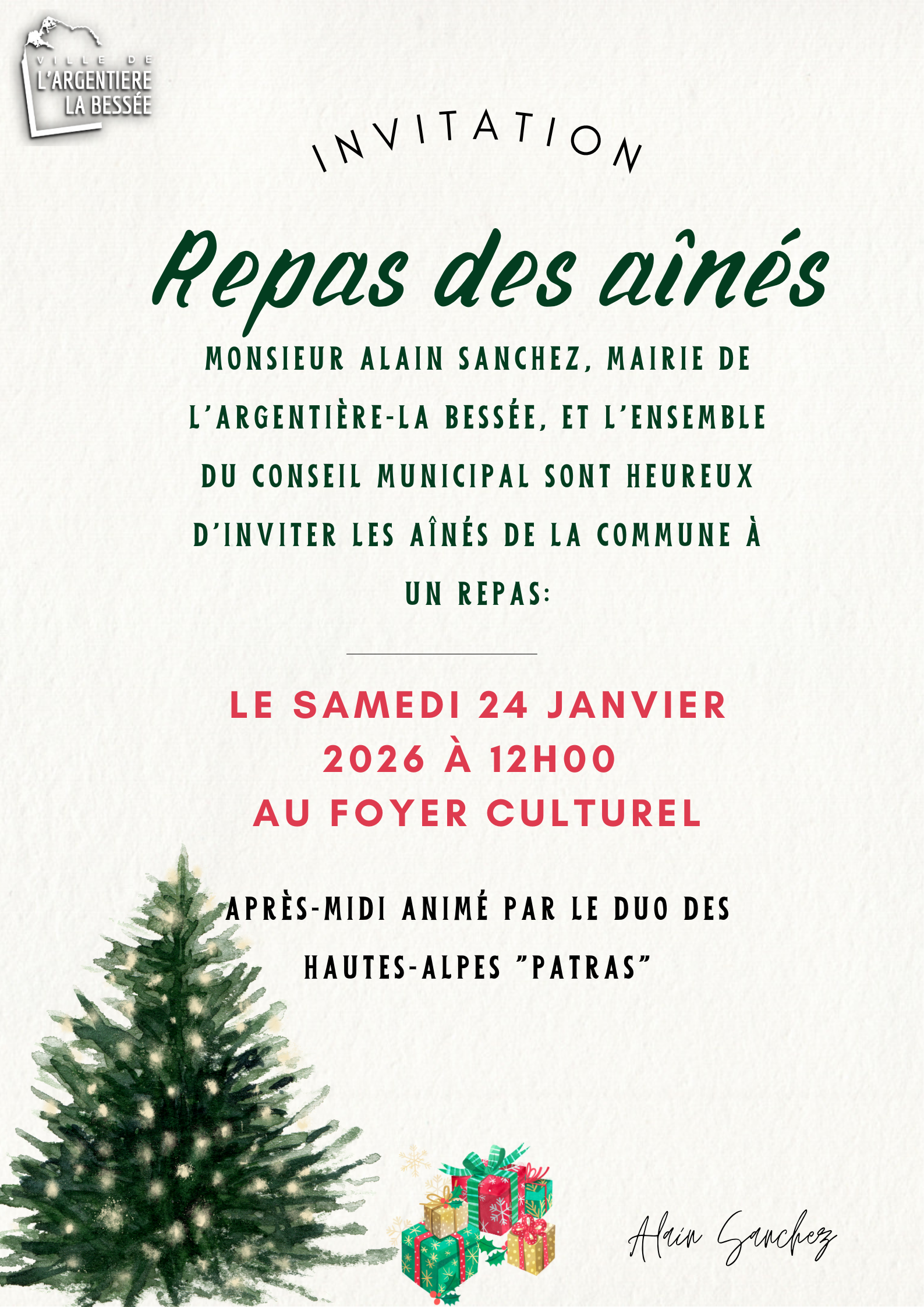 Repas des aînés - samedi 24 janvier 2026