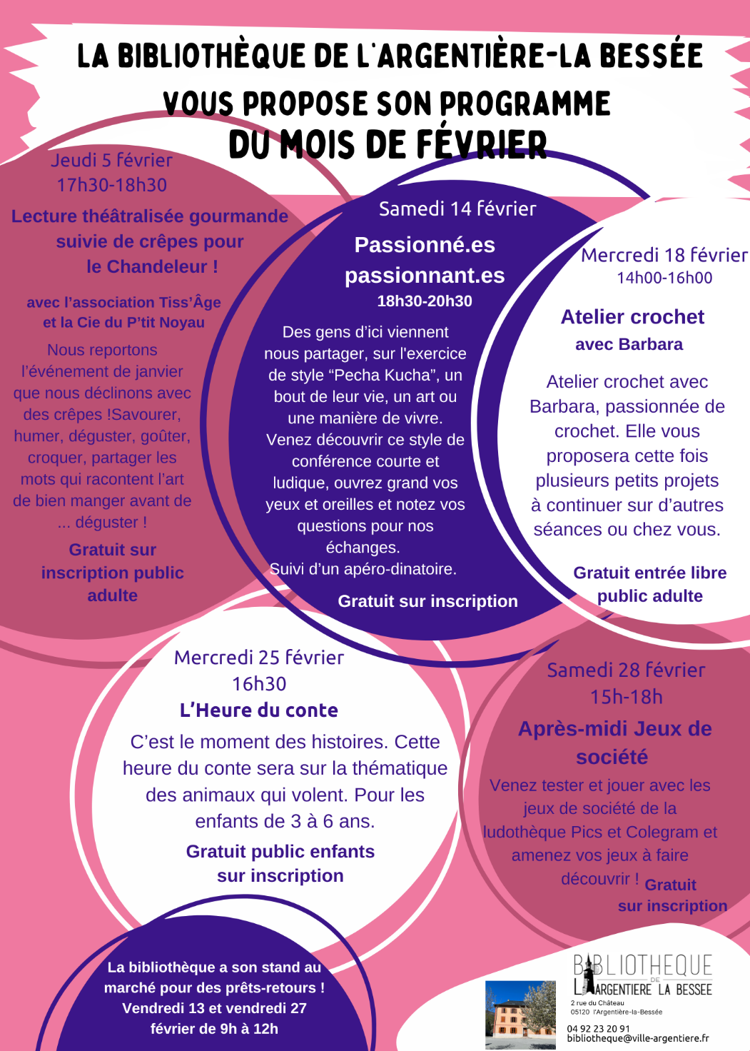 Programme des animations du mois de février à la bibliothèque