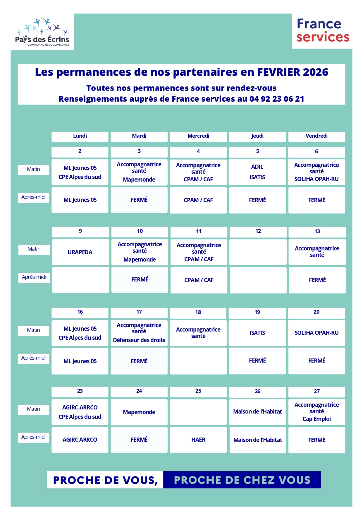 Planning permanences France services - février 2026