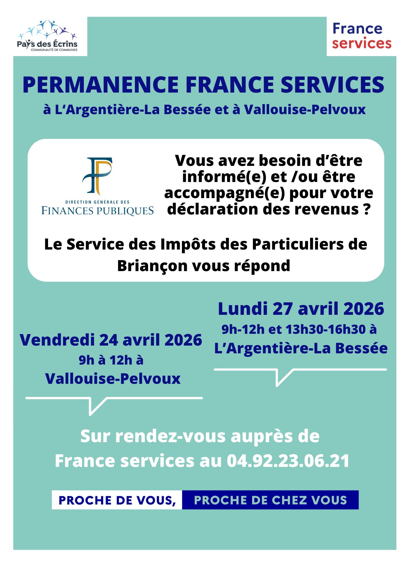 Permanences services des impôts - Lundi 27 avril 2026