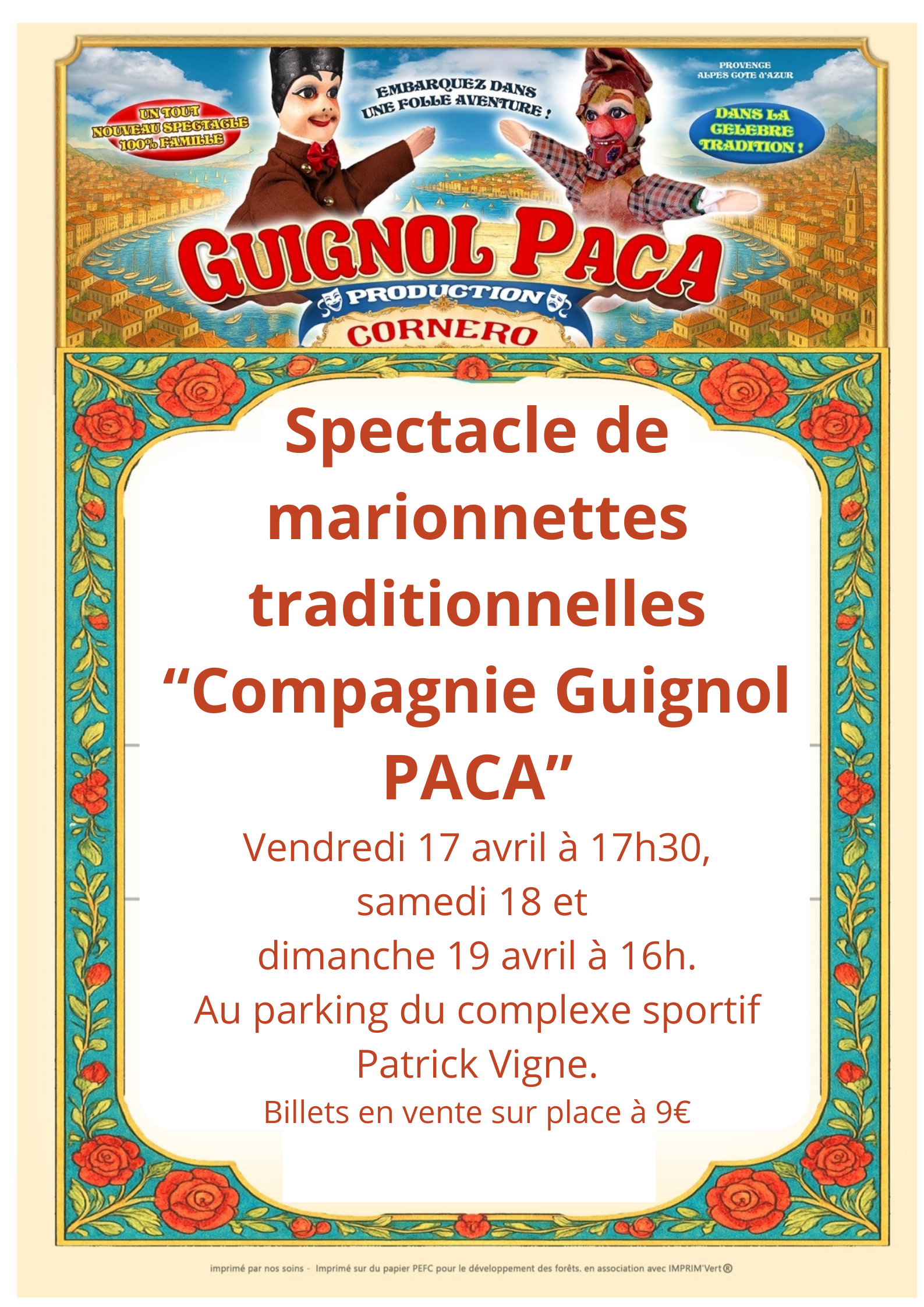Spectacle Guignol, 17, 18 et 19 avril 2026