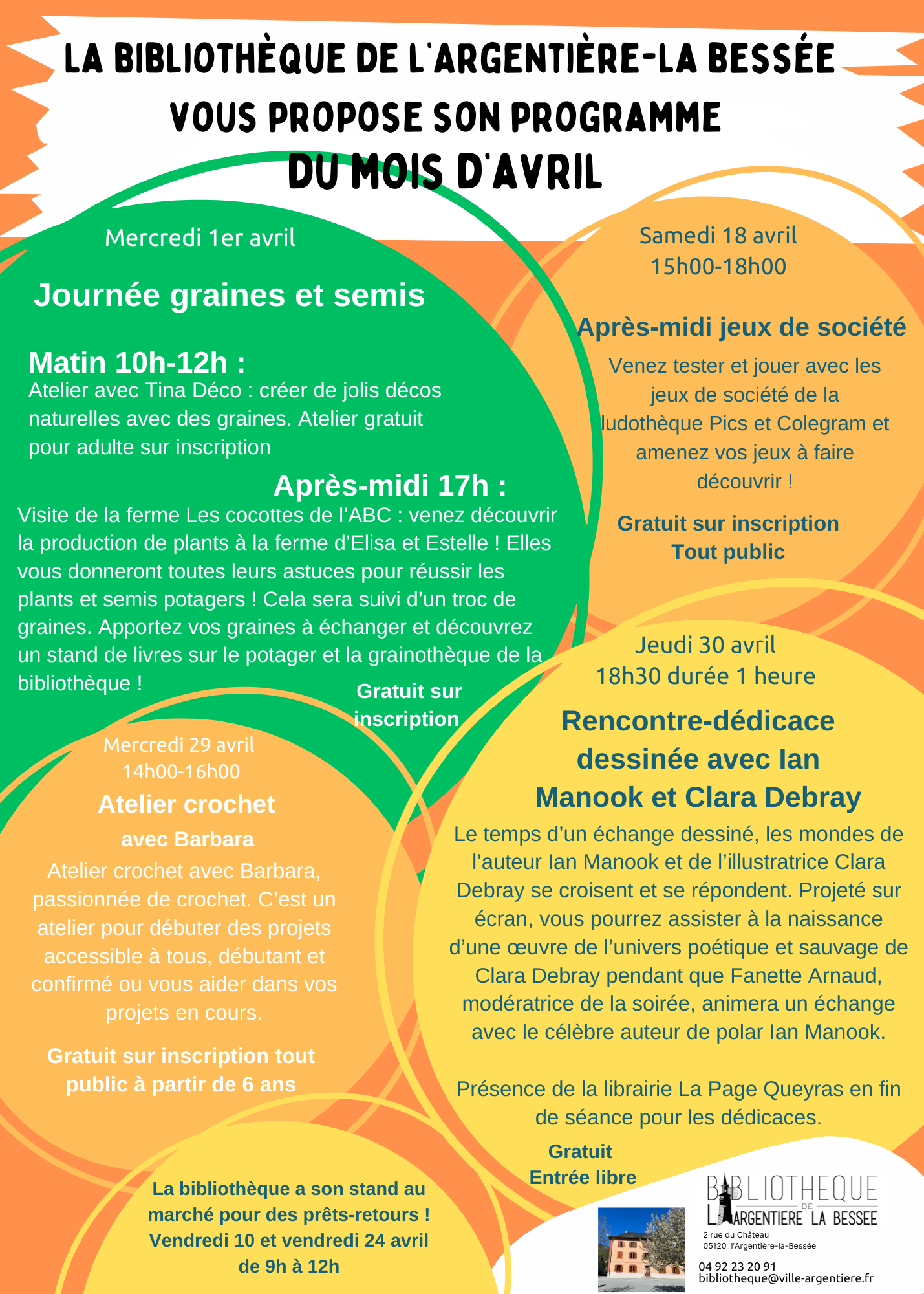 Programme des animations du mois d'avril à la bibliothèque
