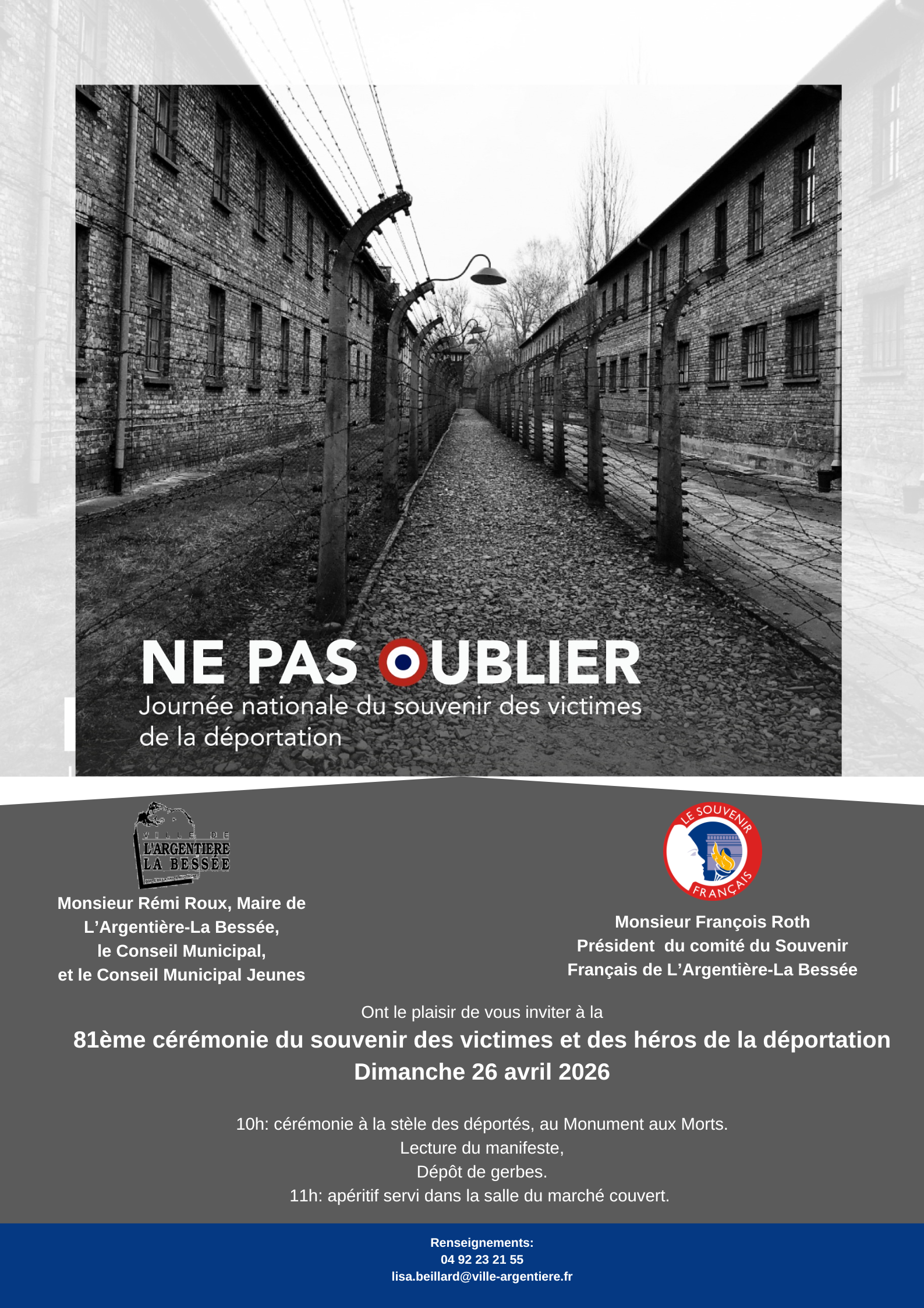 Cérémonie en hommage aux déportés - dimanche 26 avril 2026