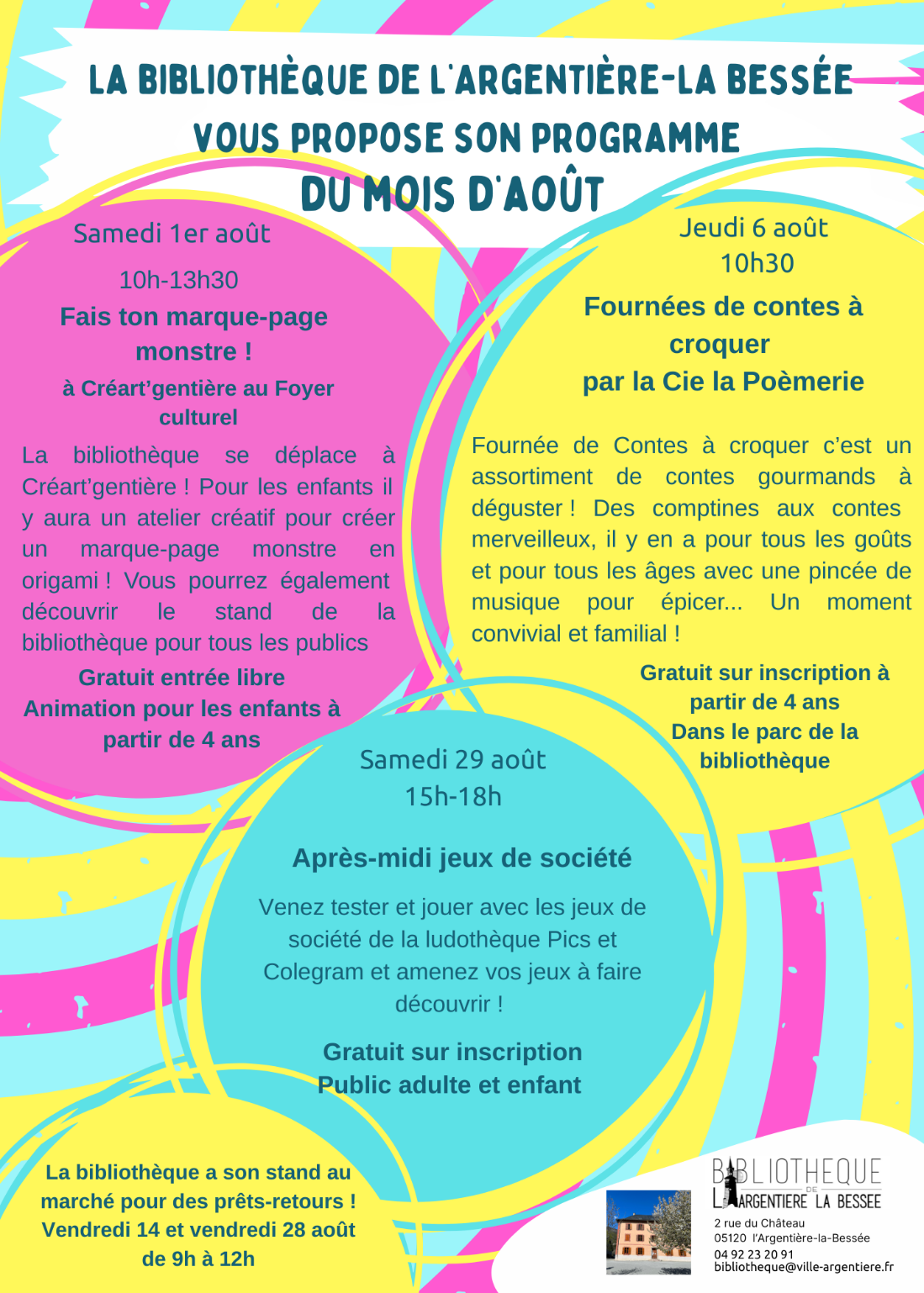 Programme des animations du mois d'août à la bibliothèque