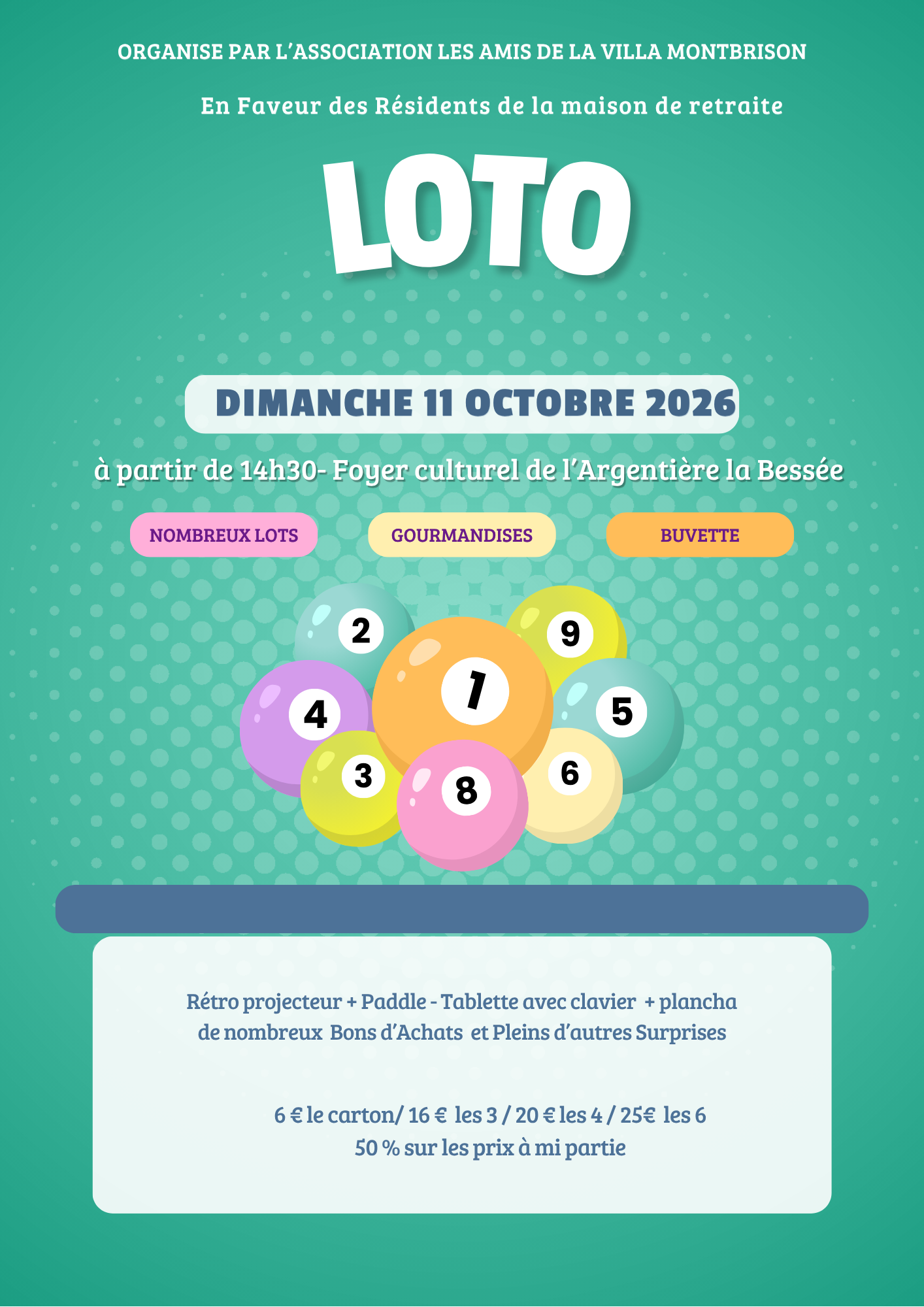 Loto des Amis de la Villa Montbrison - dimanche 11 octobre 2026